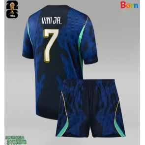 Brasilien Vinicius Junior #7 Replika Babytøj Udebanesæt Børn VM 2026 Kortærmet (+ Korte bukser)